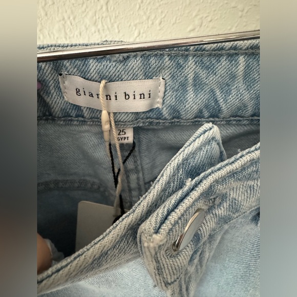 Gianni Bini - x Nastia Liukin Anna Denim Straight Leg Feather Detail Jeans NWT - Picture 9 of 14